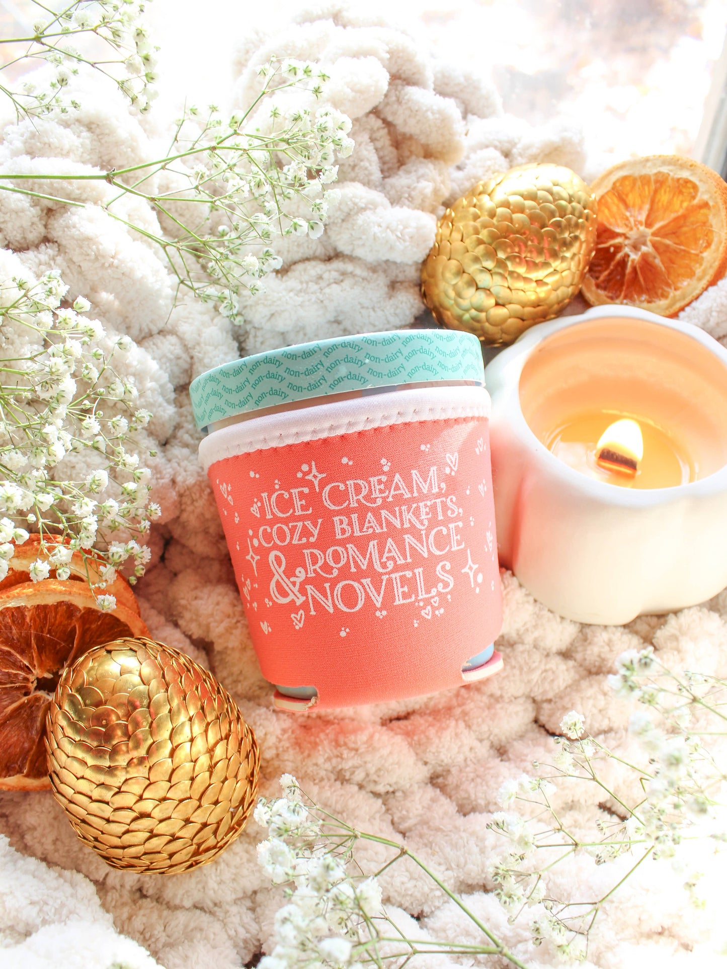 Ice Cream Pint Sleeve | Romance Reader | Coral