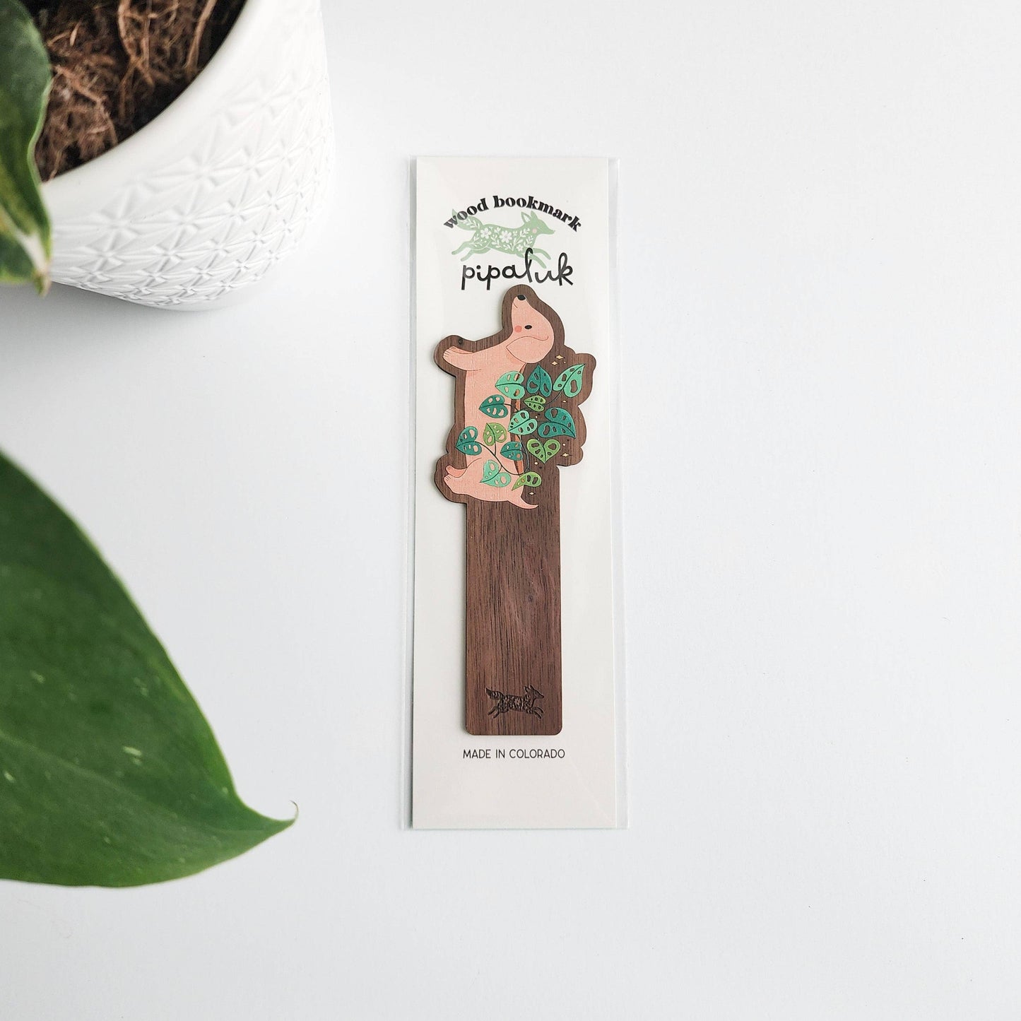 Dachshund planter wooden bookmark