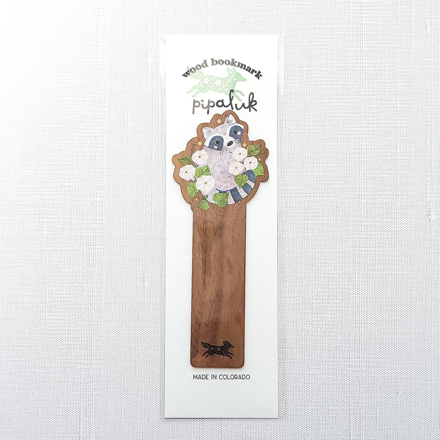 Starfall raccoon wooden bookmark