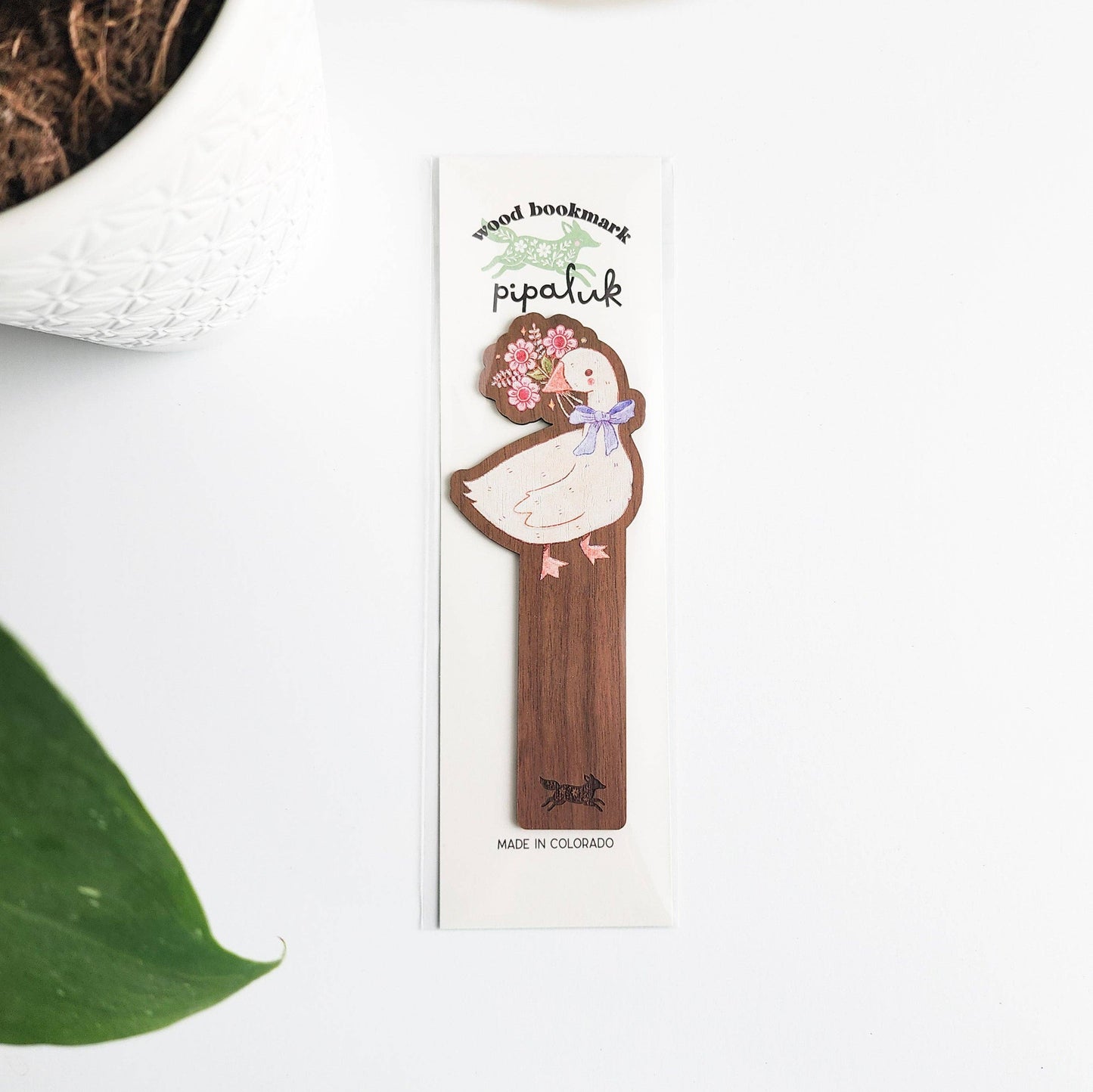 Goose blooms wood bookmark
