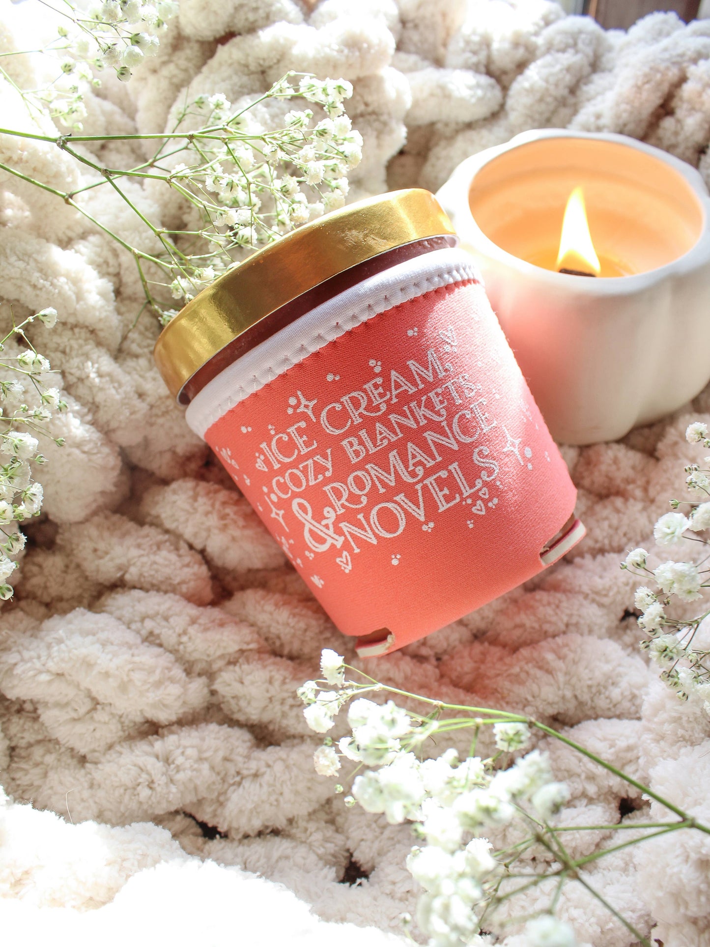 Ice Cream Pint Sleeve | Romance Reader | Coral