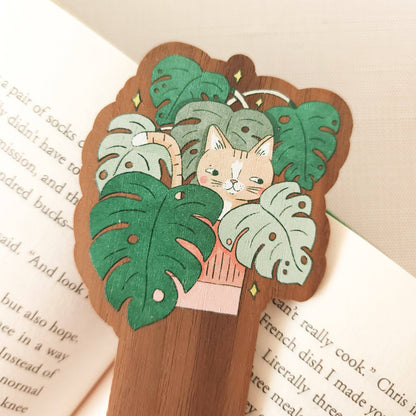 Cat in monstera bookmark
