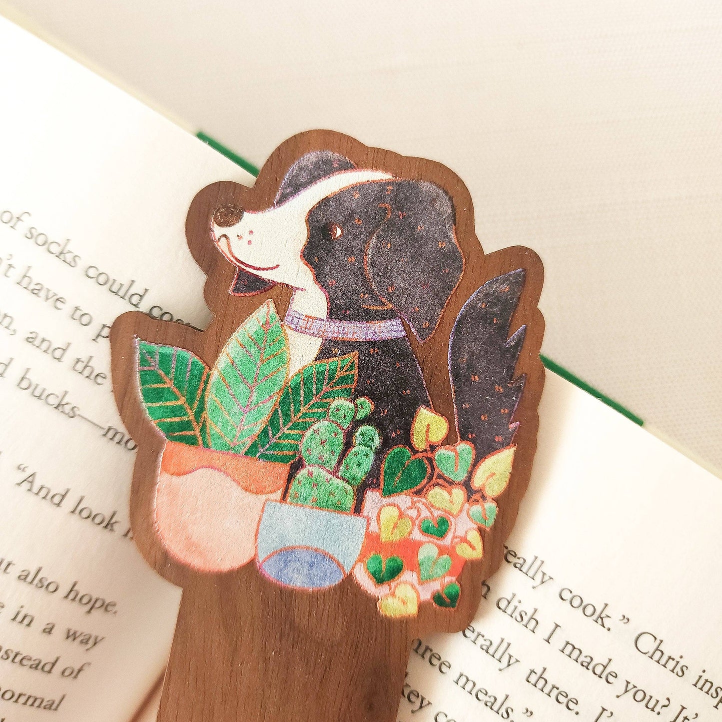 Houseplant hound wooden bookmark