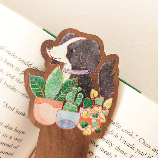 Houseplant hound wooden bookmark