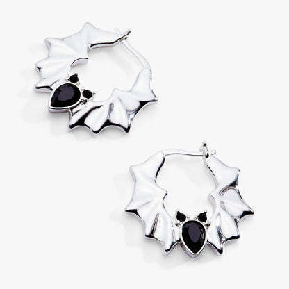 Crystal Bat Hoop Earrings
