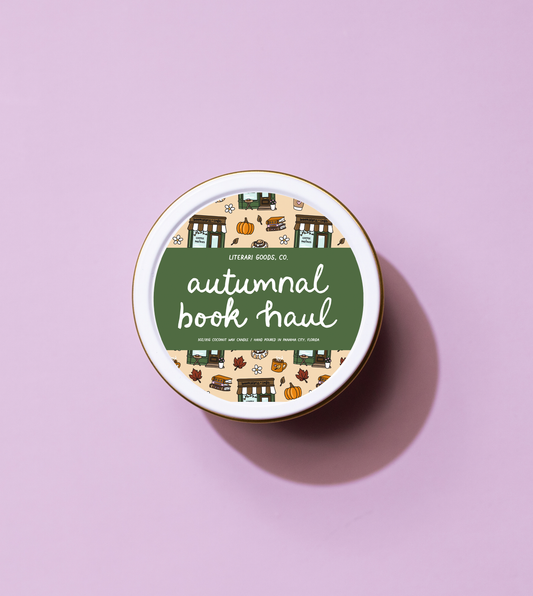 Bookish Fall Candle Tin Gift - Reader - Autumn Book Haul