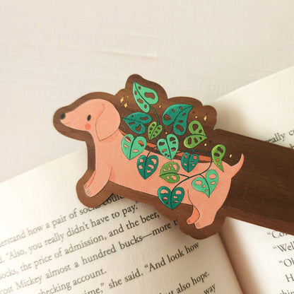 Dachshund planter wooden bookmark