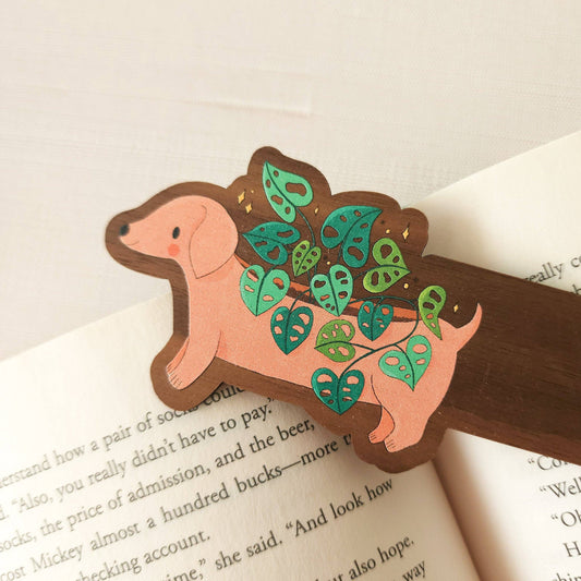 Dachshund planter wooden bookmark