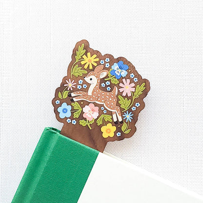 Meadow dance fawn wooden bookmark