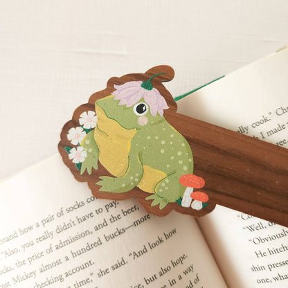 Hoppy toad wood bookmark