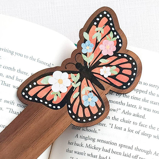Monarch meadow wooden bookmark