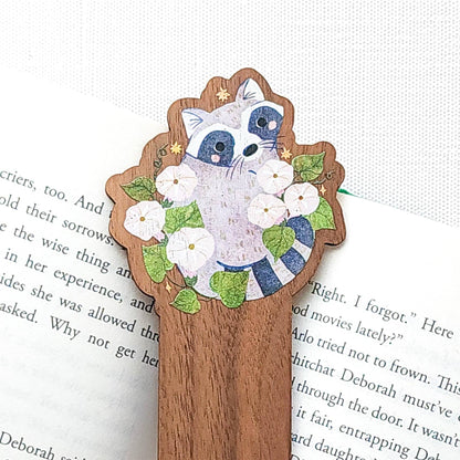 Starfall raccoon wooden bookmark