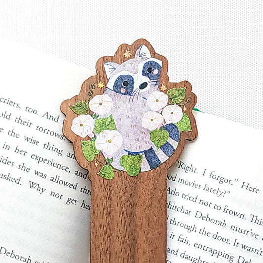 Starfall raccoon wooden bookmark