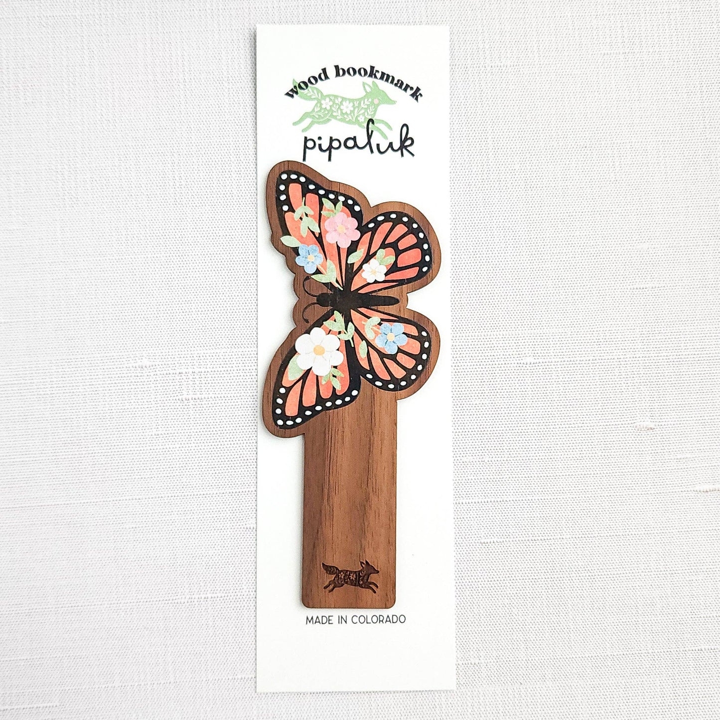Monarch meadow wooden bookmark