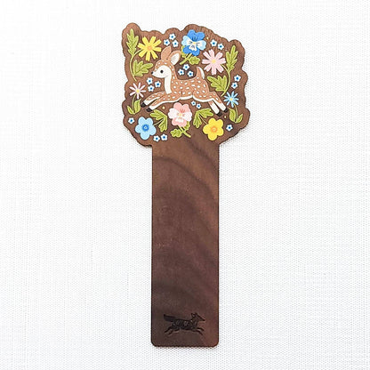 Meadow dance fawn wooden bookmark