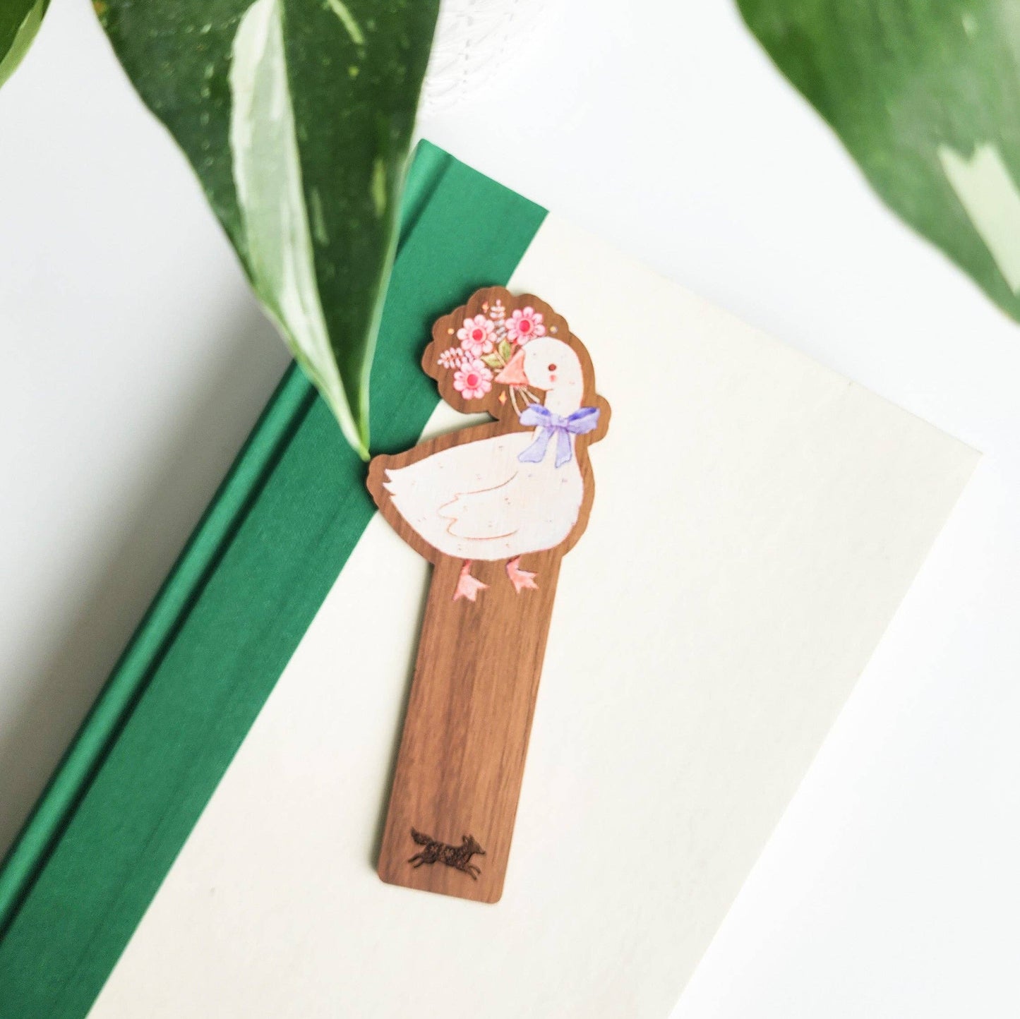 Goose blooms wood bookmark