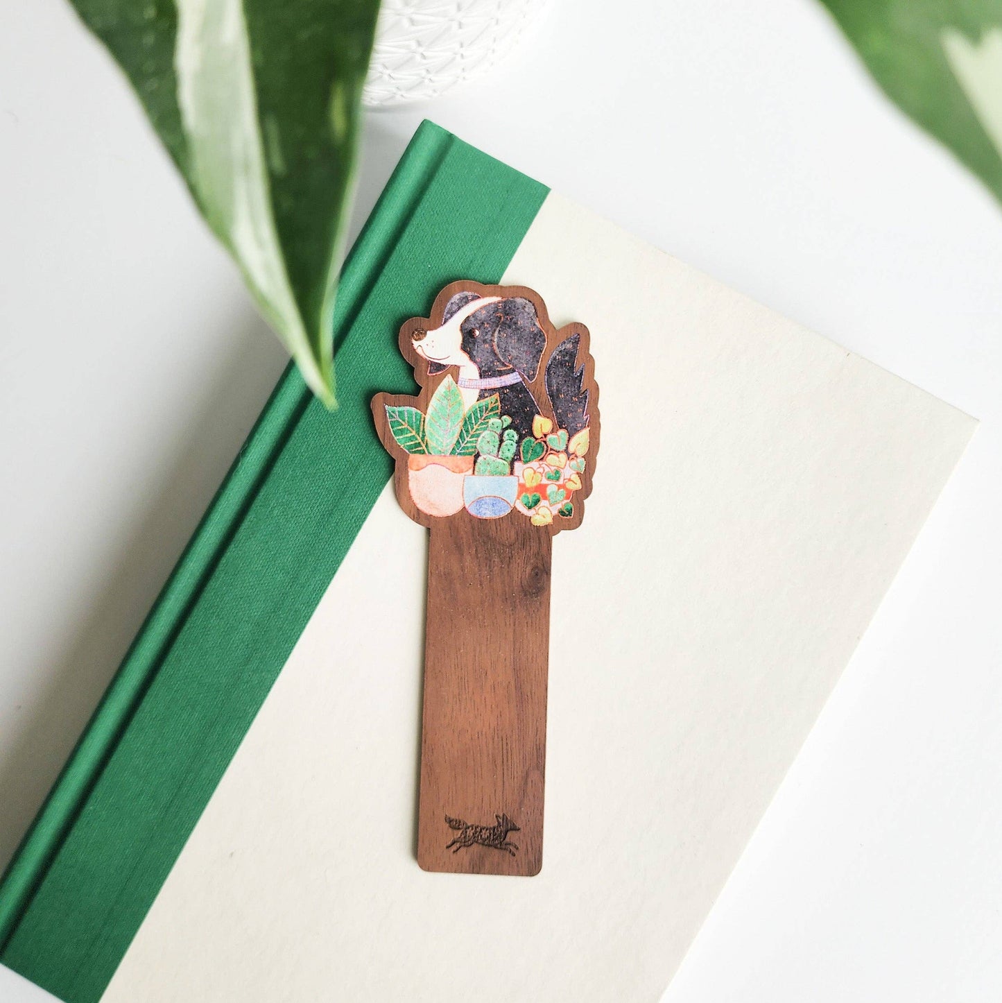 Houseplant hound wooden bookmark