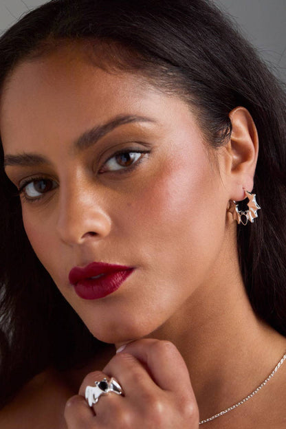 Crystal Bat Hoop Earrings