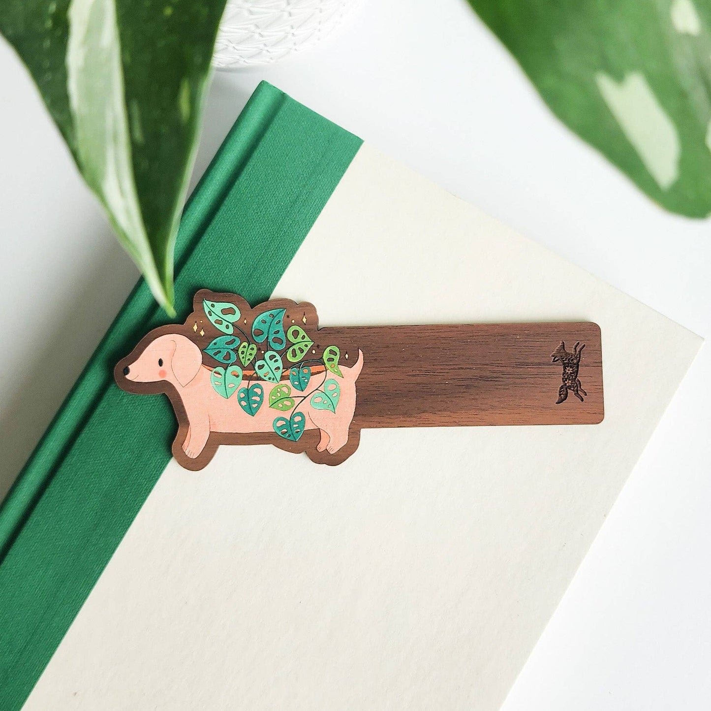 Dachshund planter wooden bookmark