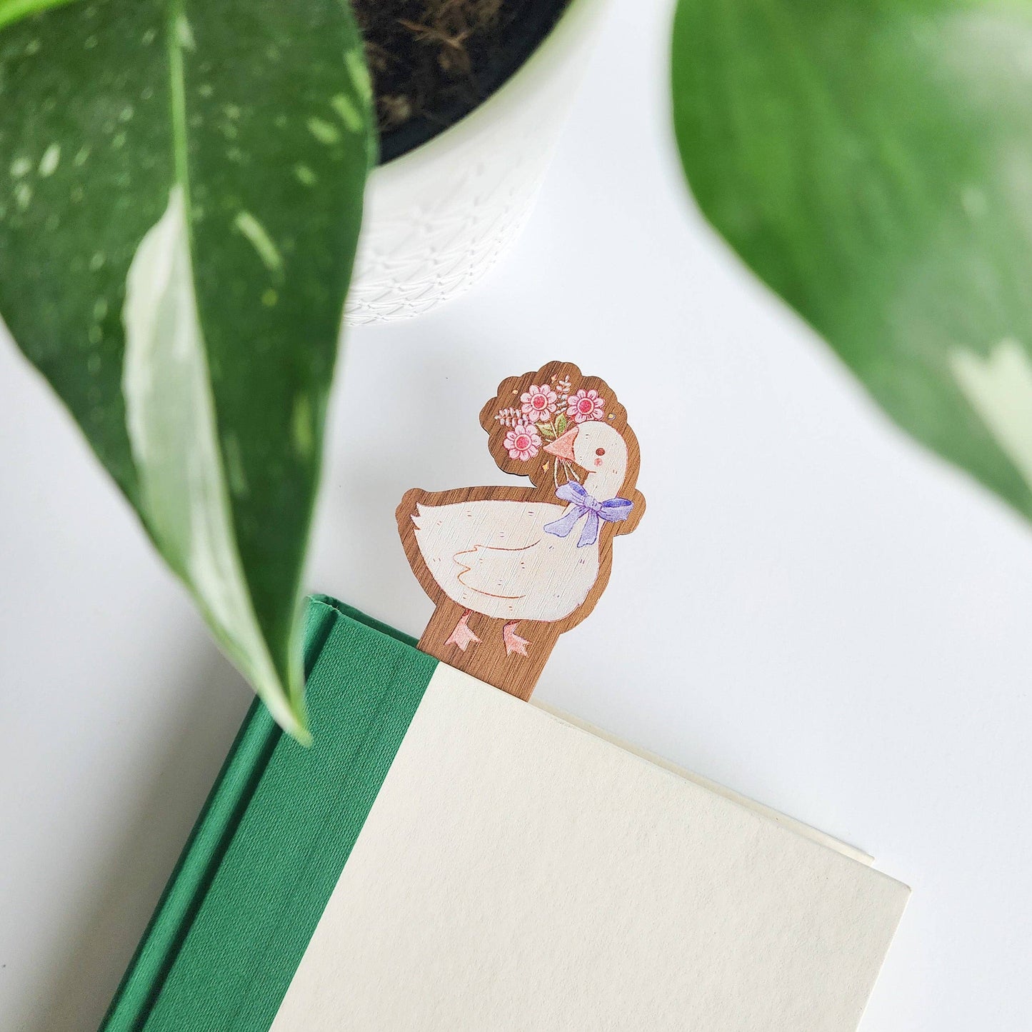 Goose blooms wood bookmark