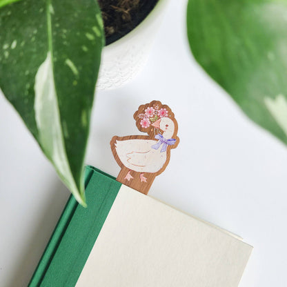 Goose blooms wood bookmark