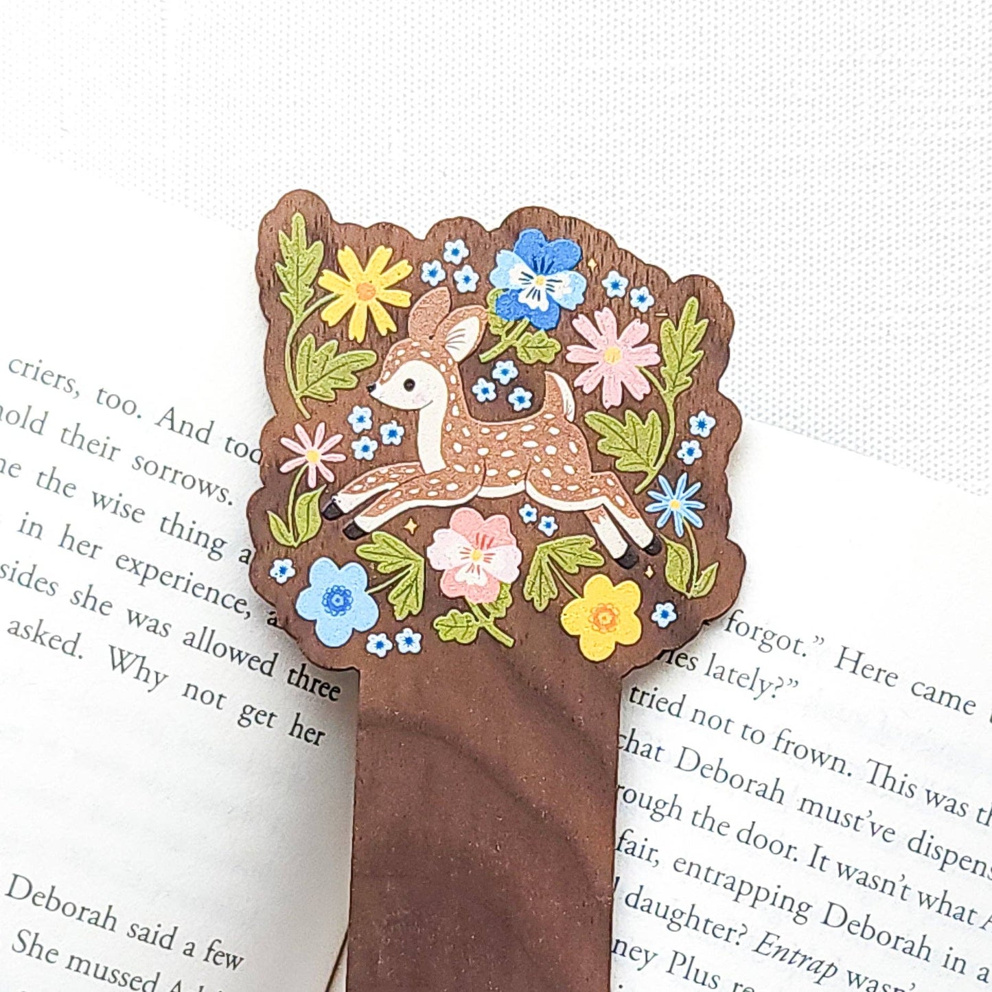 Meadow dance fawn wooden bookmark