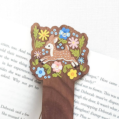 Meadow dance fawn wooden bookmark