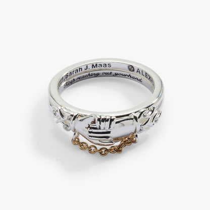 A Court of Thorns and Roses 'Keep Reaching Out Your Hand' Nesta & Cassian Ring Set of 2
