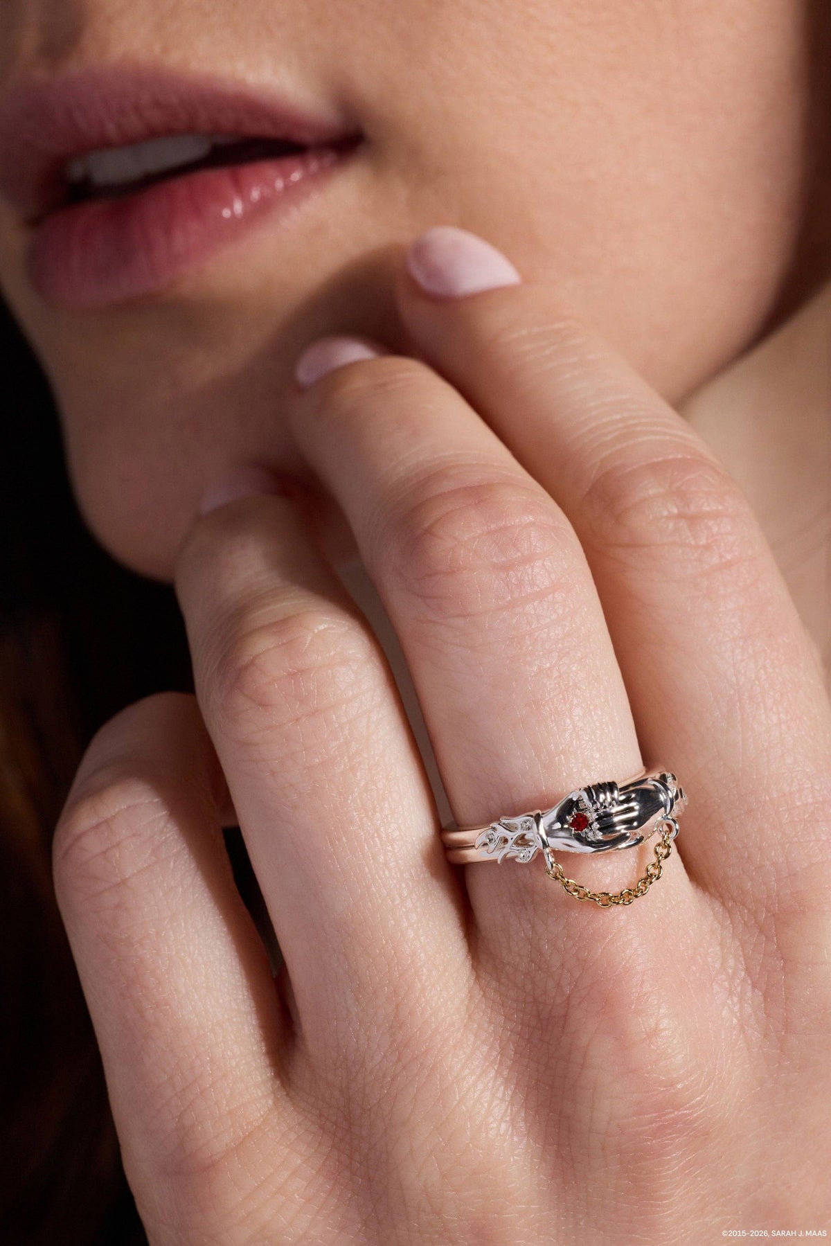 A Court of Thorns and Roses 'Keep Reaching Out Your Hand' Nesta & Cassian Ring Set of 2