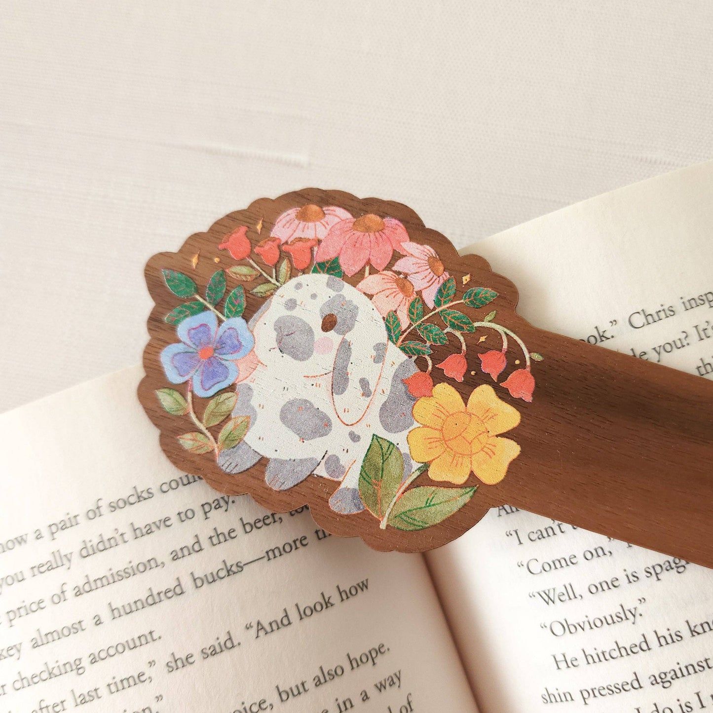 Garden bunny wood bookmark