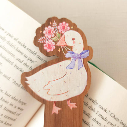 Goose blooms wood bookmark