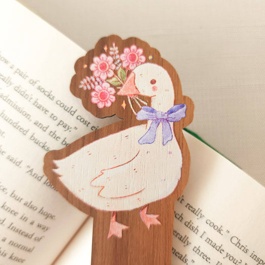 Goose blooms wood bookmark